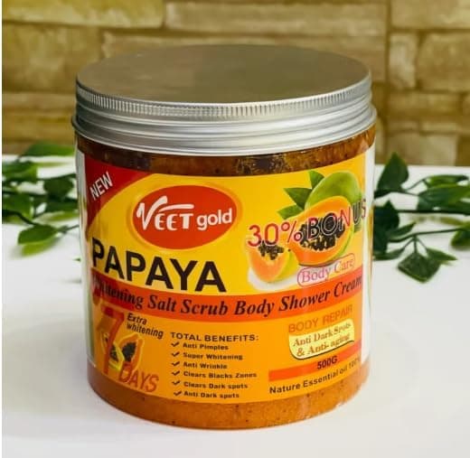 VeetGold Papaya Whitening Salt Scrub Body Shower Cream