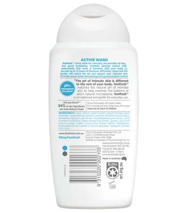 Femfresh Active Fresh Intimate Wash (250mL) – pH-Balanced Daily Cleanser - alternate