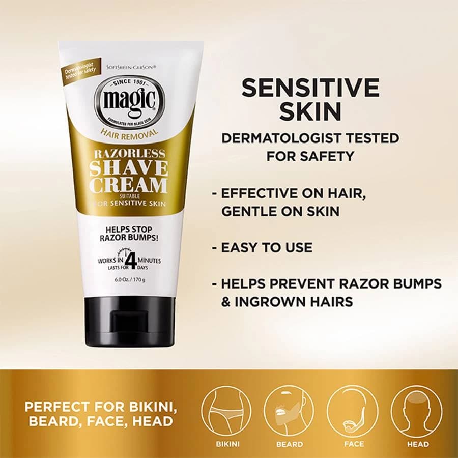 Magic Razorless Shave Cream Sensitive Skin - Hair Removal Cream for Face & Body - alternate